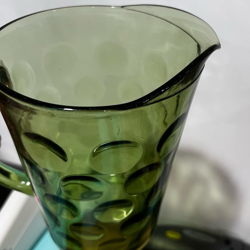 vintage Hazel-Atlas Eldorado Avocado Green glass pitcher - Picture 7 of 10